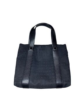 BVLGARI Black Logomania tote - leather straps - red interior - made in Italy